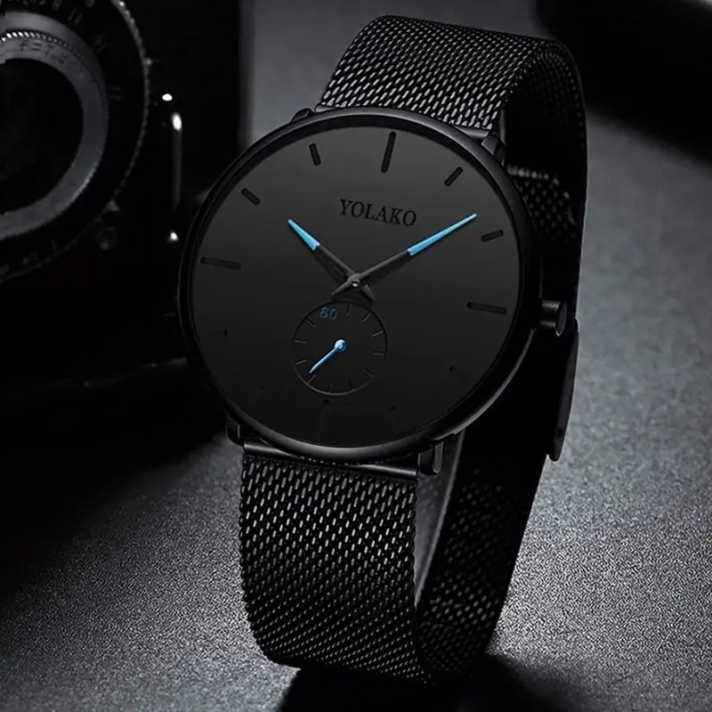 Stainless Mesh Band - YOLAKO Мужские модные минималистичные часы Мужские