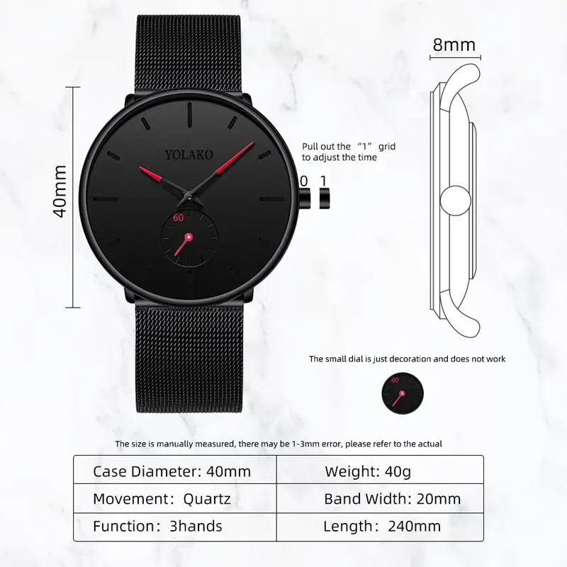 YOLAKO Мужские модные минимали – обзор и цена Stainless Mesh Band